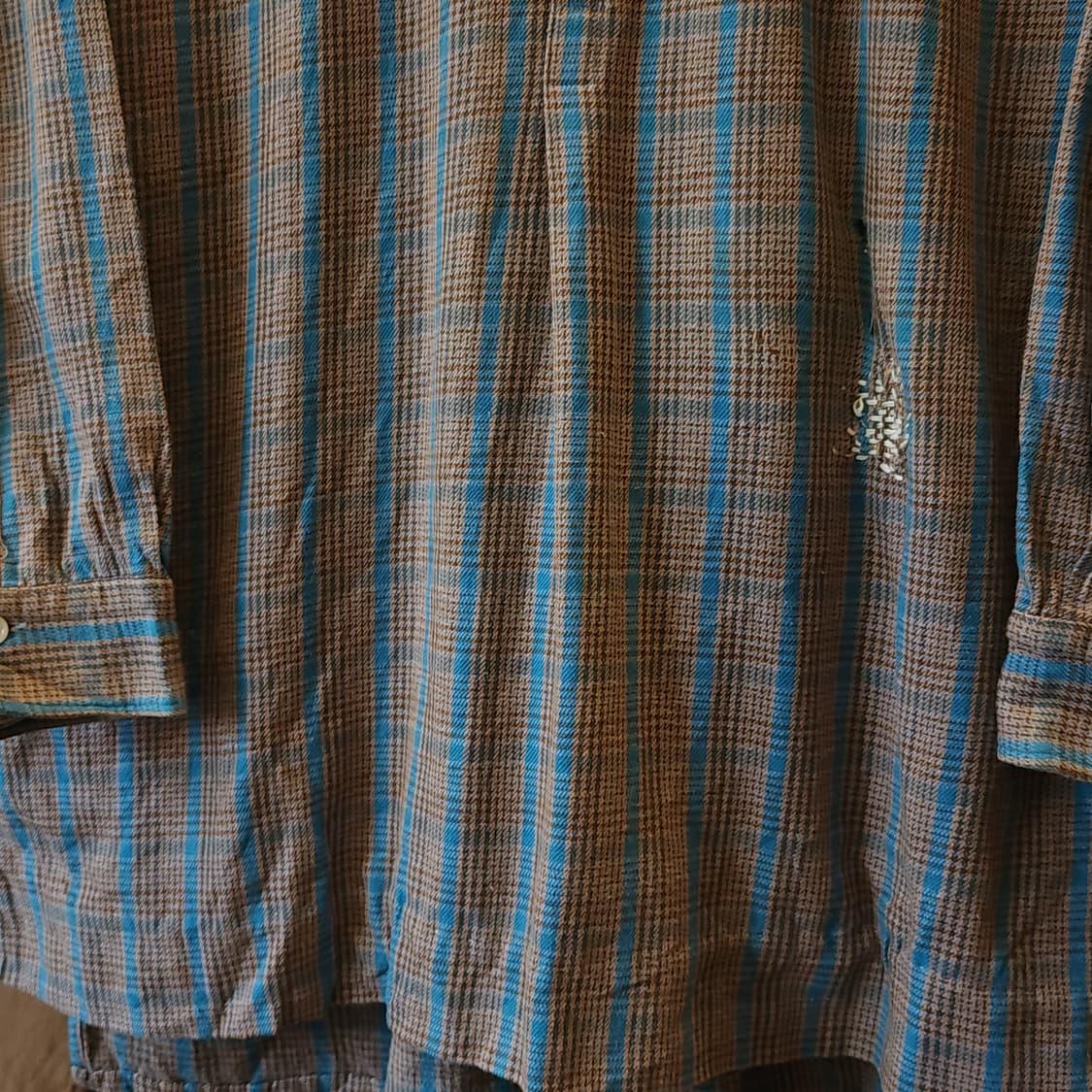 60s 프랑스 워크셔츠 가드너 빈티지 셔츠 그레이 민트 롱 튜닉 셔츠 m 상품이미지8