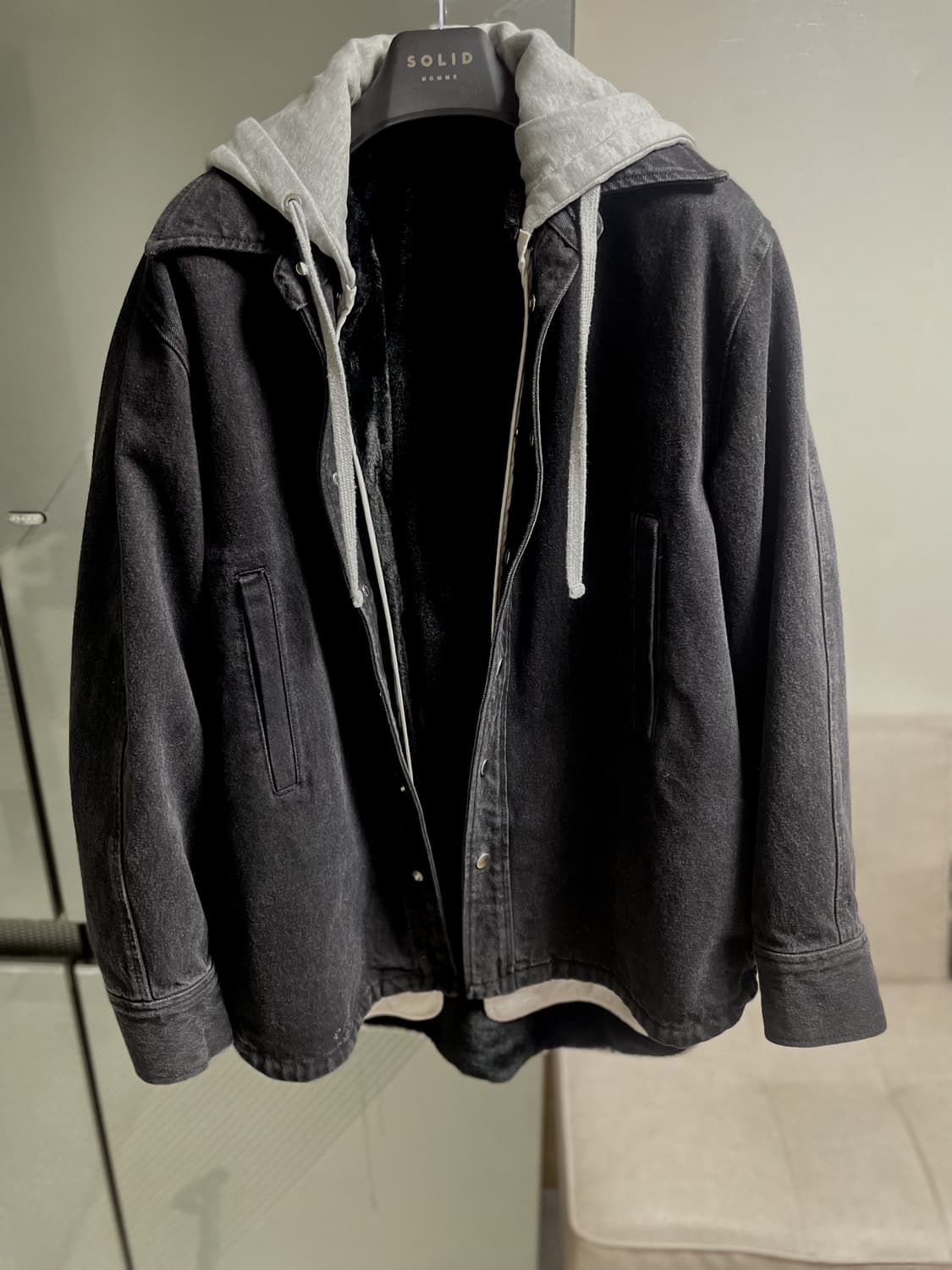 솔리드옴므 흑청 후드데님자켓 판매 상품이미지1