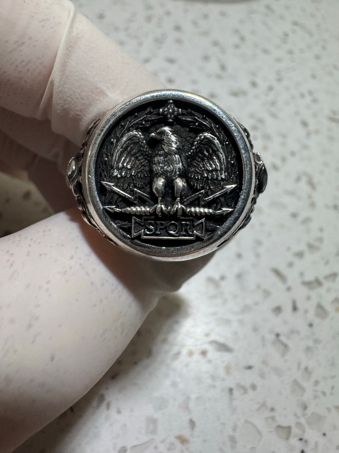 [새상품]로마 SPQR 독수리 문양 은반지 US 11호(한국 24호) 상품이미지1