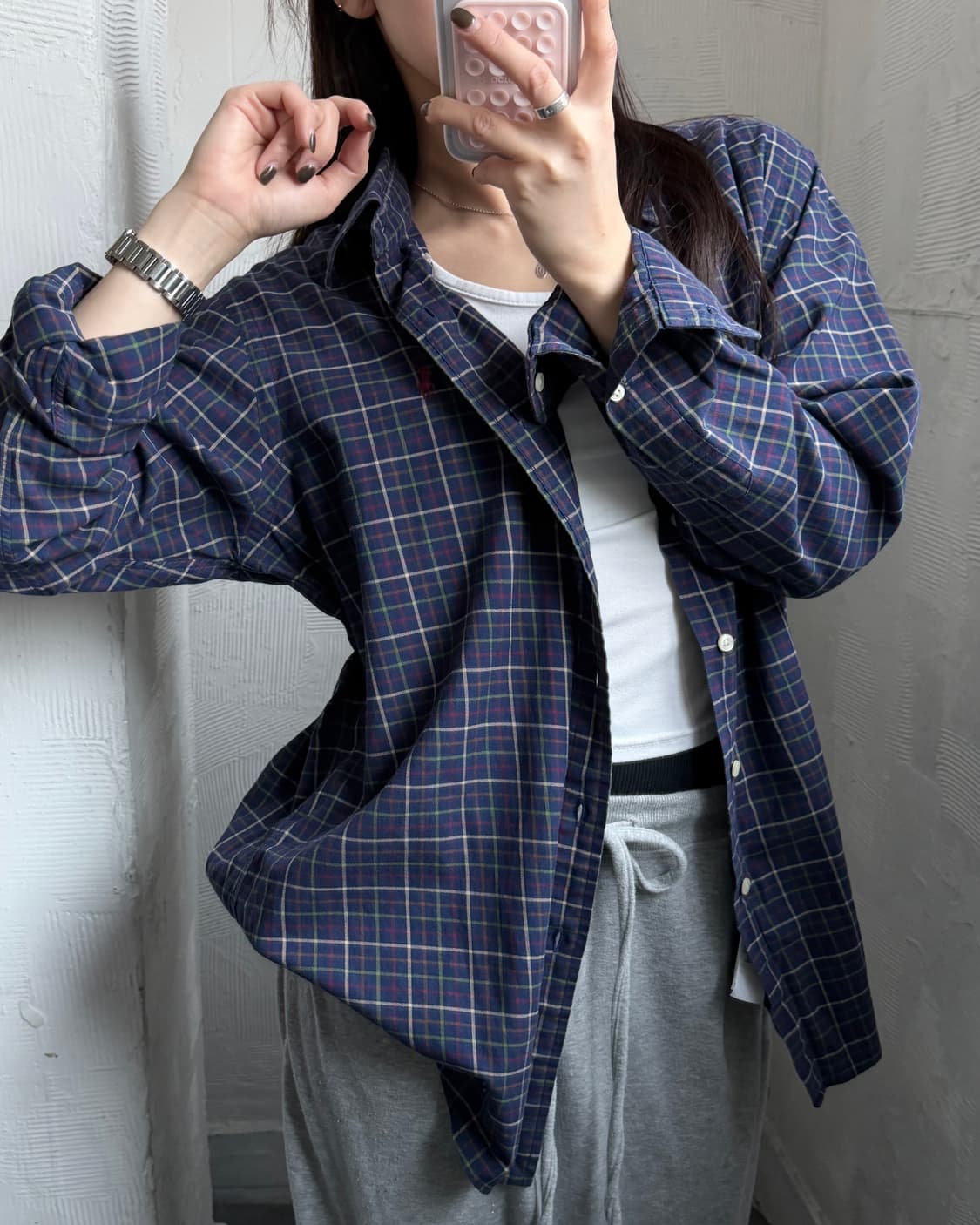 Polo 폴로 랄프로렌 신형라벨 네이비 체크패턴 버튼다운 셔츠 상품이미지2