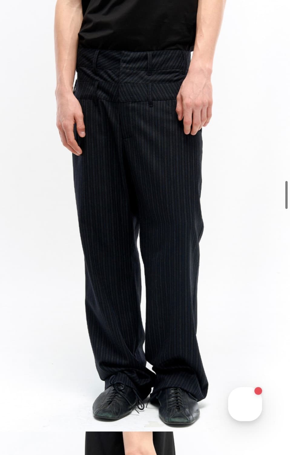 DAISY STRIPE SLACKS - BLACK 상품이미지5