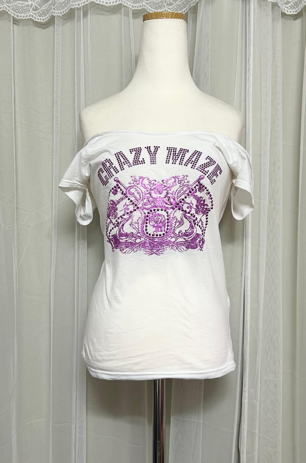 세실맥비 퍼플큐빅 글리터 로걀 오프숄더 탑  상품이미지1