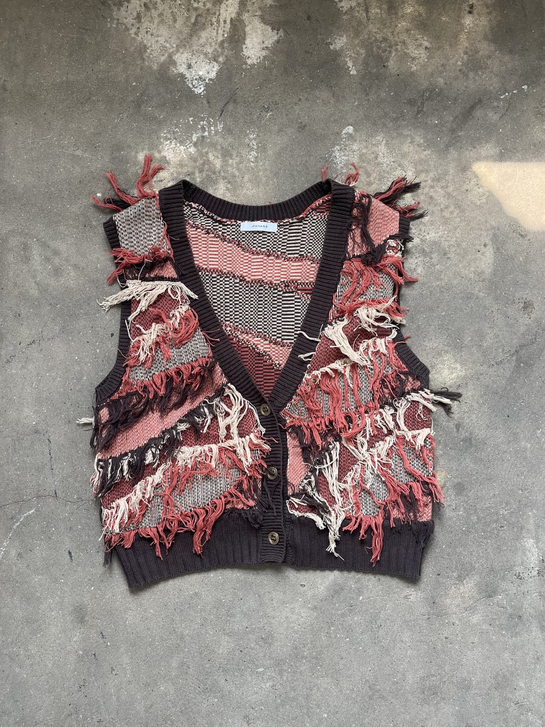 Jeanasis 그런지 니트 크롭 베스트 상품이미지1