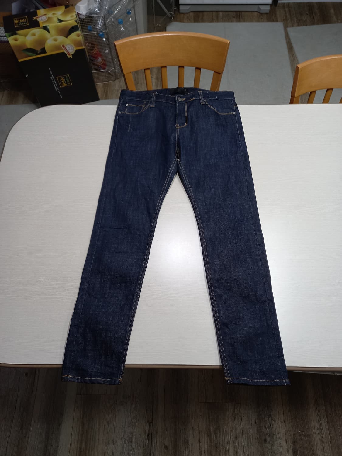 32 새상품 Swallow Kor 생지 스판 슬림일자 진청 32-346 상품이미지1