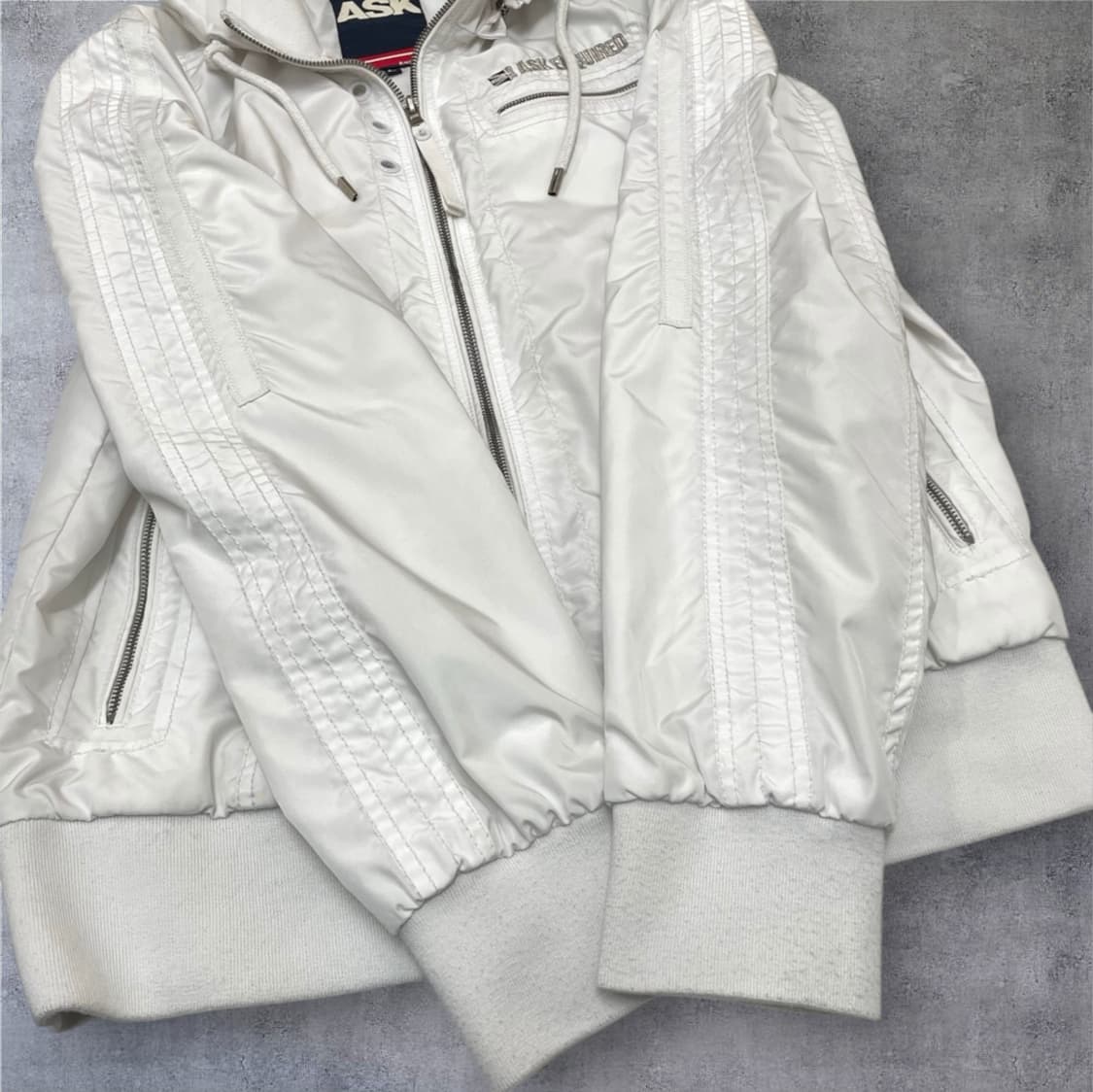 에스크 Ask 화이트 Y2K 셔링 후드 바람막이 자켓 L (공용추천) 상품이미지5
