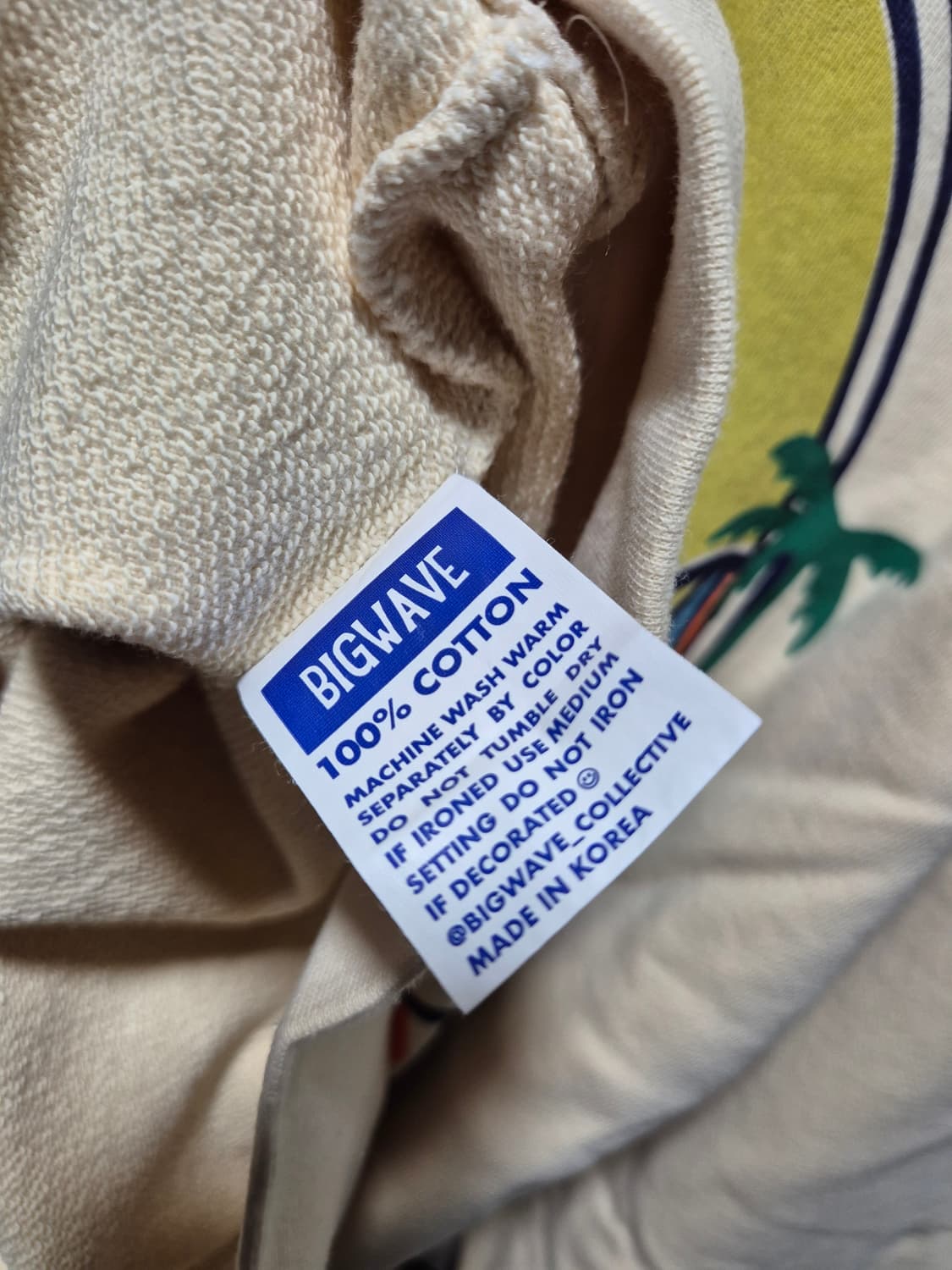 (세일)(새상품)빅웨이브 브랜드 맨투맨 티셔츠 아이보리 상품이미지9