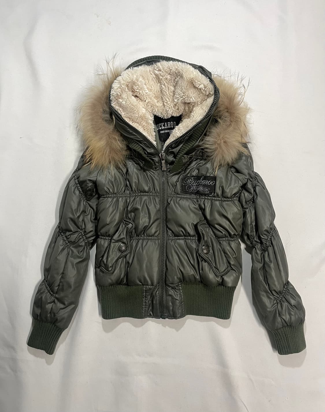 리얼 라쿤 울프죠 딱붙 퍼 후드 봄버 상품이미지3