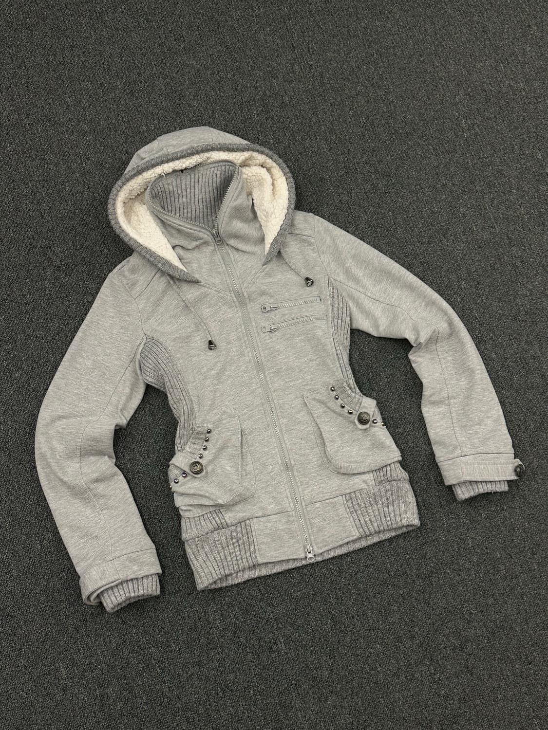 M)Japanese vintage Y2K 여성 레이어드 후드집업 상품이미지3