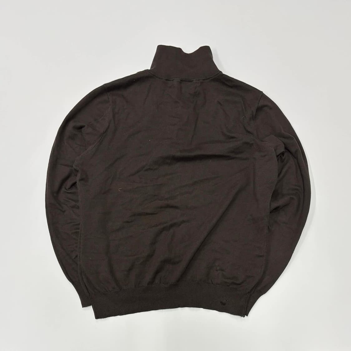 폴로 랄프로렌 빅포니 초코브라운 핀터깔 하프집 코튼 니트(L) 상품이미지3