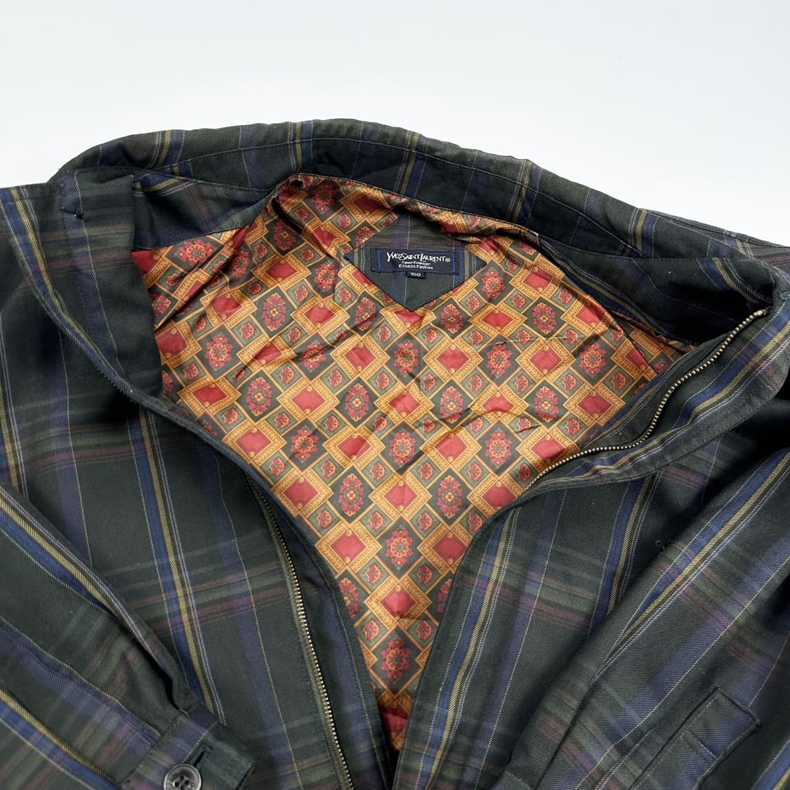 입생로랑 레트로 체크 블루종 자켓 (L) 상품이미지7