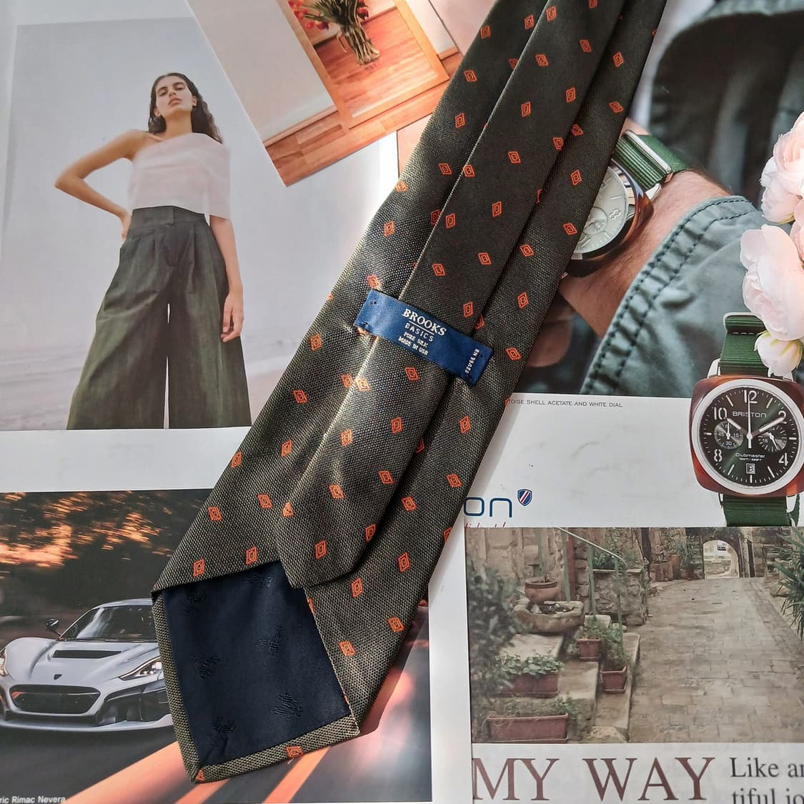 브룩스브라더스 실크 다크그린 다이아 넥타이 10cm A등급 A18869
 상품이미지4