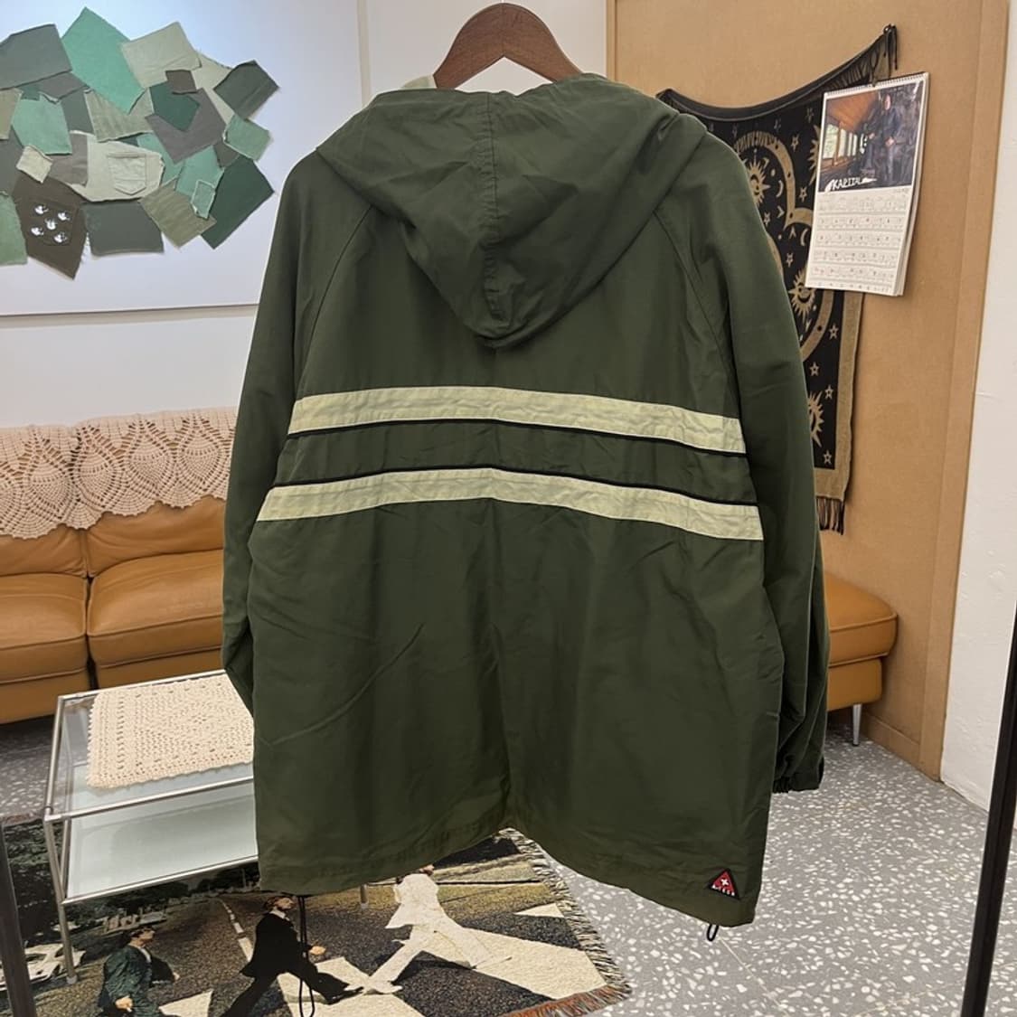 아베크롬비 희귀 레트로 빈티지 말차카키 바람막이 자켓 M C11600 상품이미지4