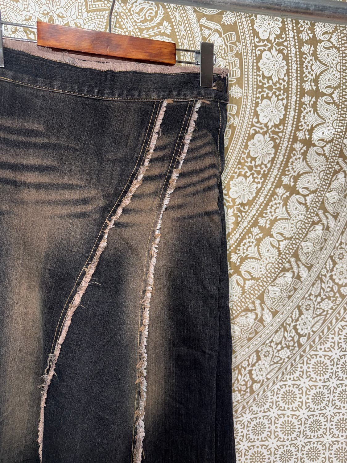 빈티지 보헤미안 흑청 데님스커트  상품이미지4