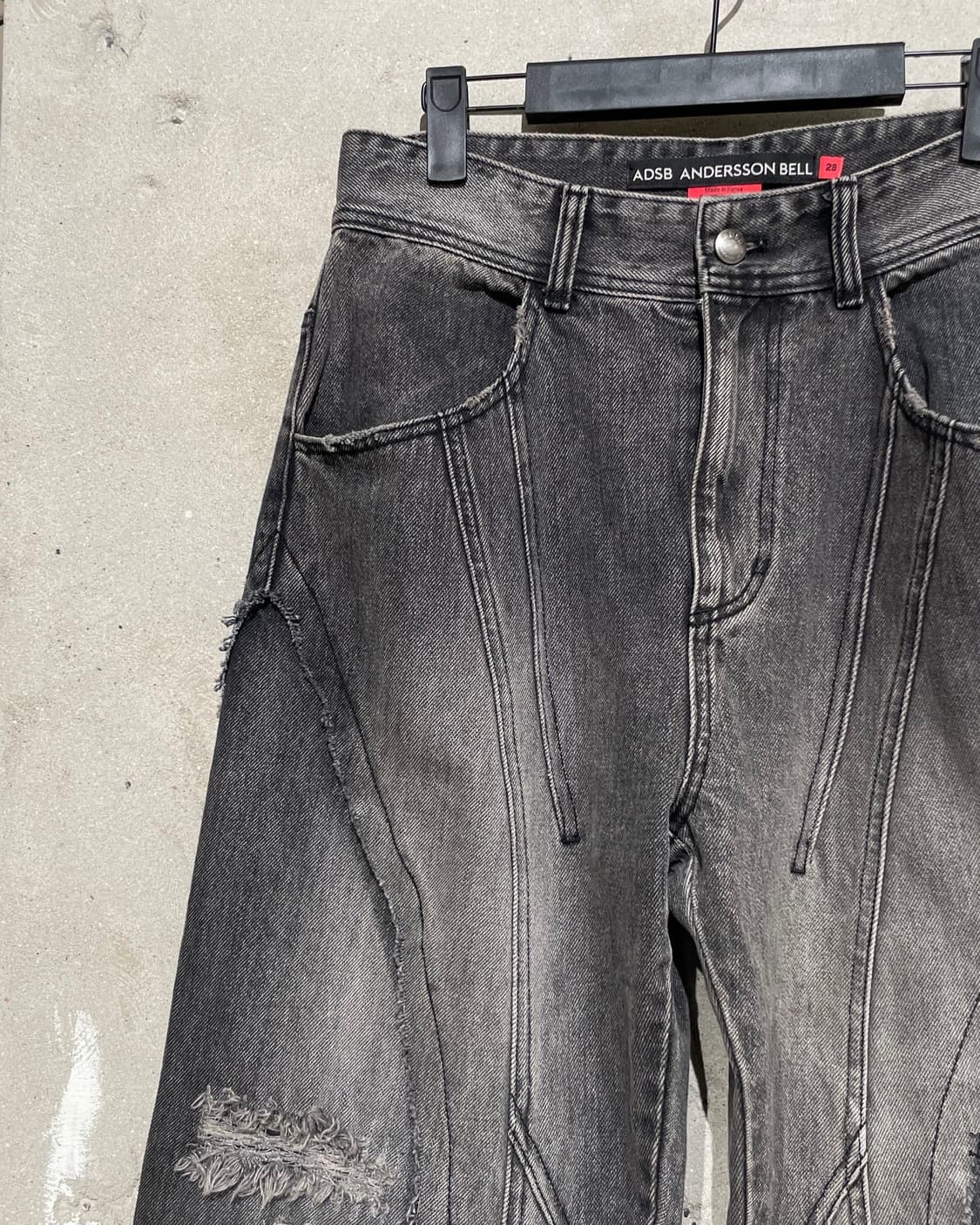 앤더슨벨 흑청 패널 카펜터 와이드 데님 팬츠 상품이미지2