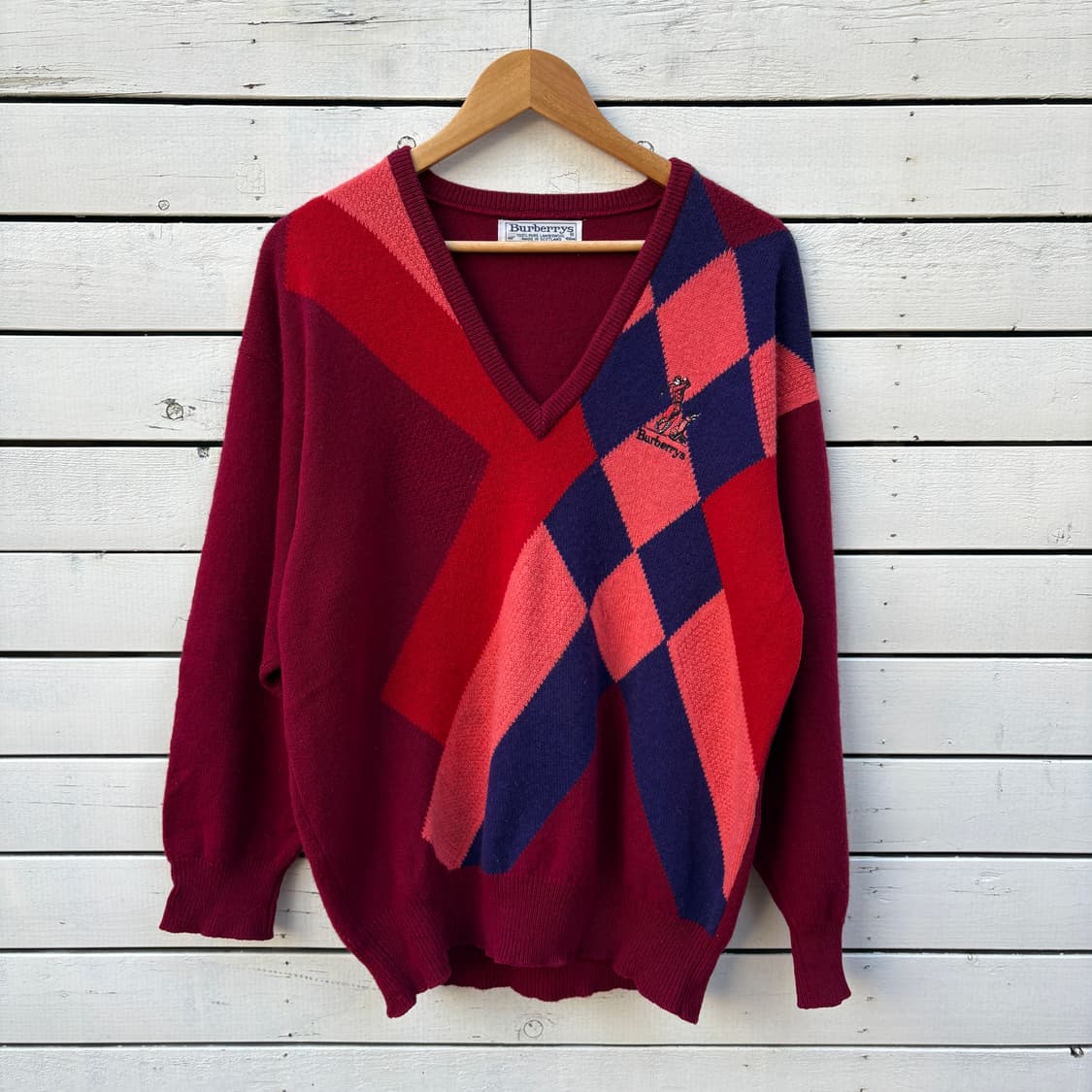 Burberry 90s 버버리 브이넥 울 니트 상품이미지1