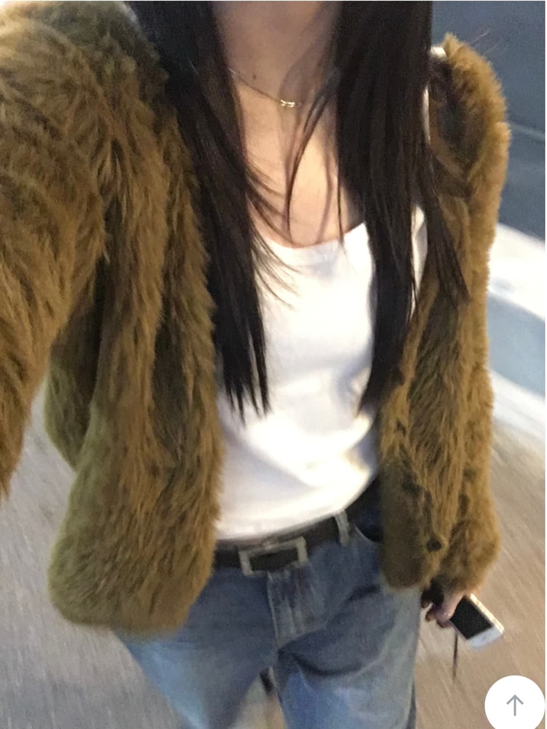 유어즈 yours 루즈핏 태니 퍼 가디건 상품이미지2