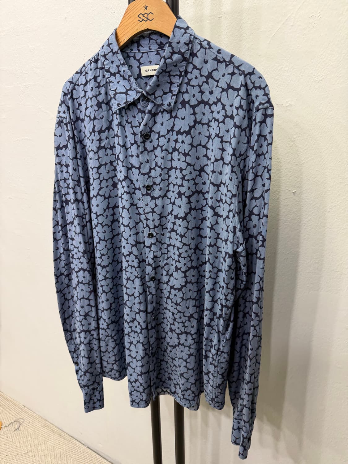 정품) 산드로옴므 신형 플라워 패턴 셔츠 남방 L 상품이미지3