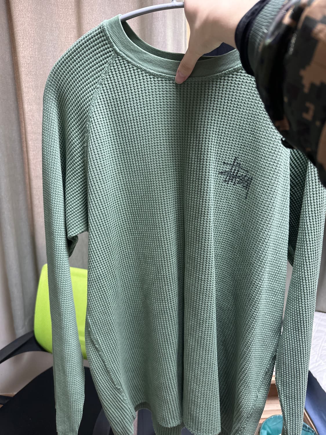 스투시 래글런 써멀 롱슬리브 크루 파인 m 상품이미지2