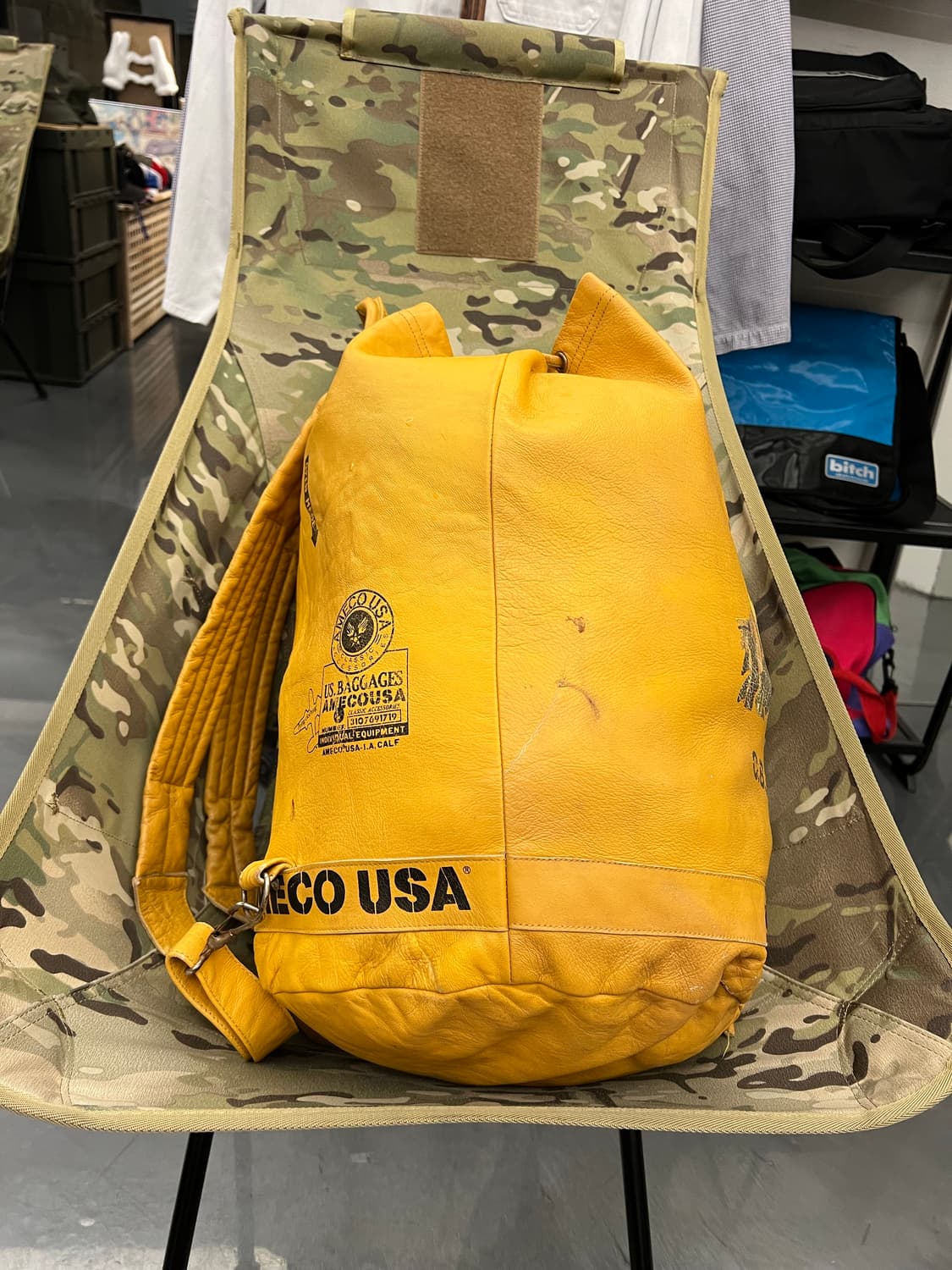 1990s AMECO 아메코 레더 밀리터리 더플백 럭색 백팩 상품이미지4
