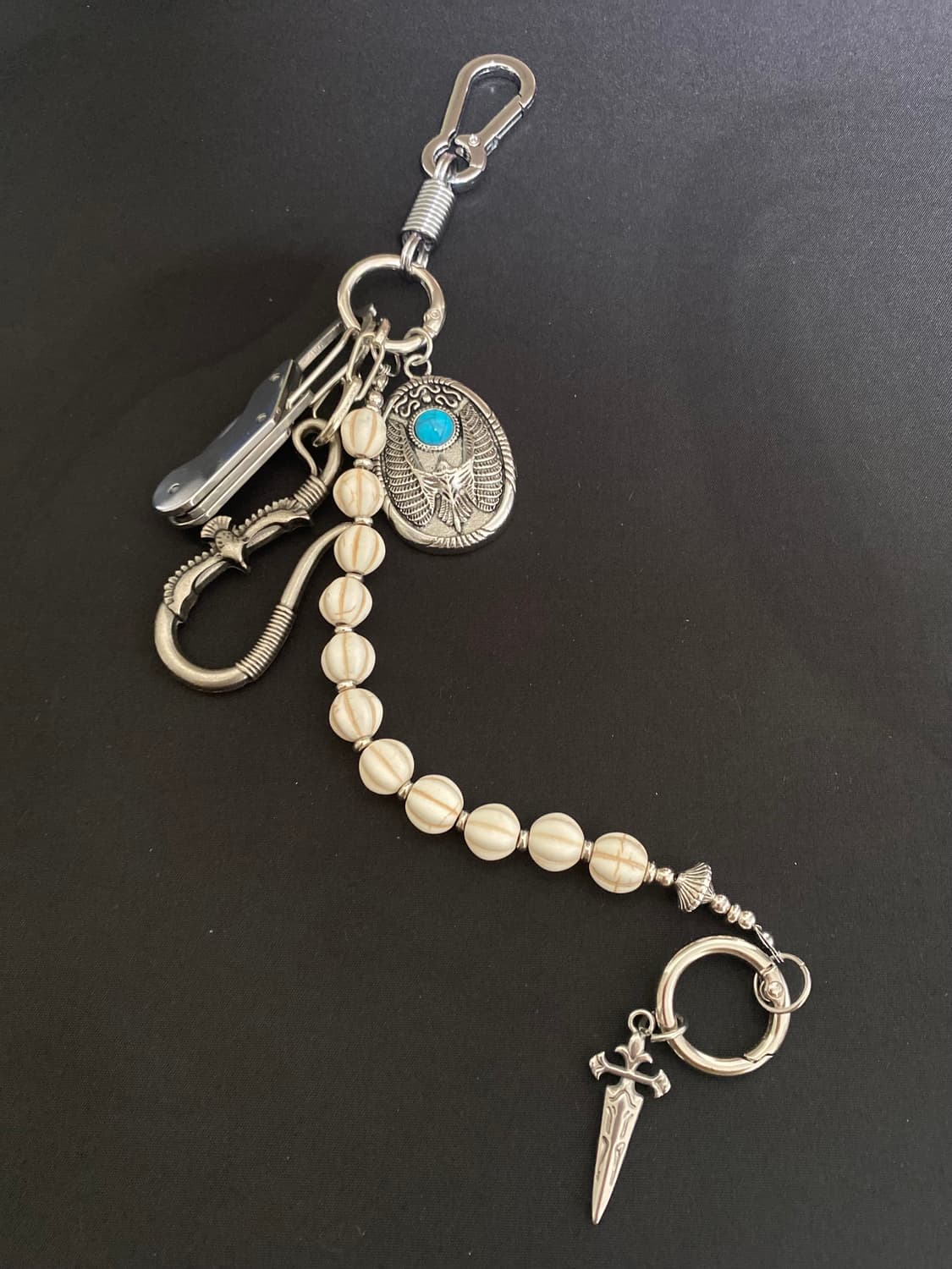 빈티지 에스닉 비즈 체인 키링 상품이미지1