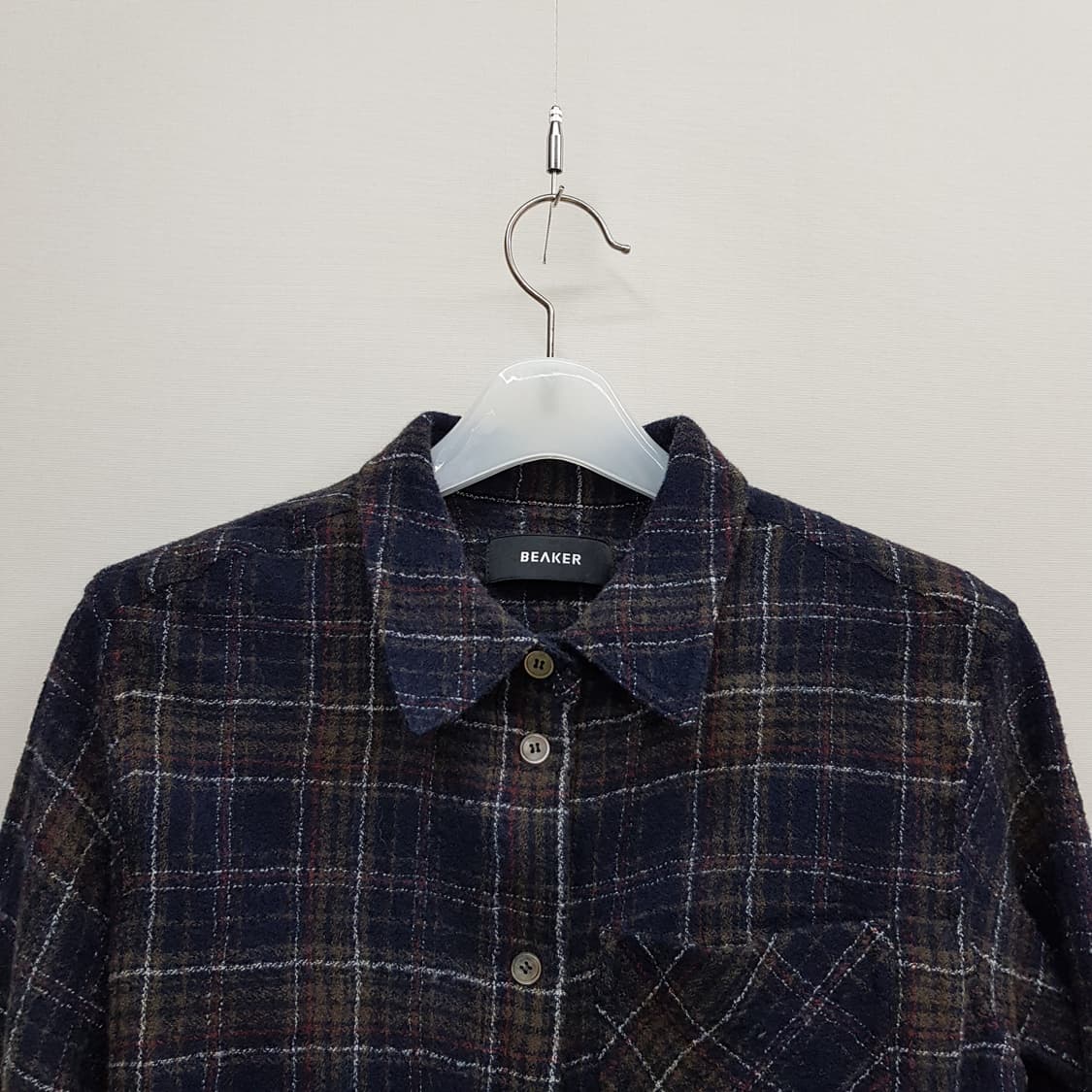 비이커 BEAKER 2021 체크 울 블렌드 크롭 셔츠 자켓 1사이즈 상품이미지2
