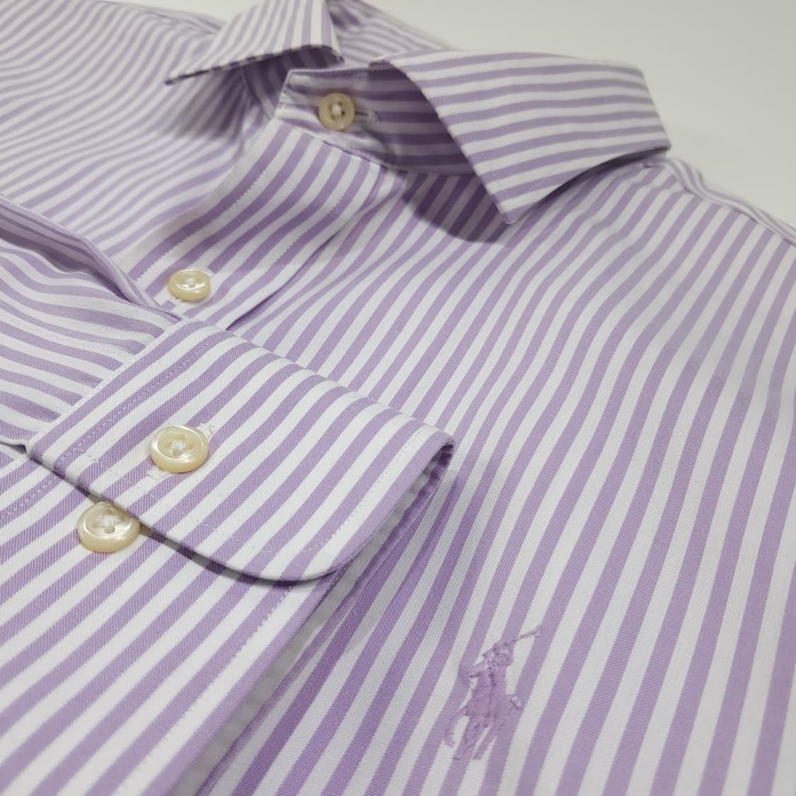CL447 XL 폴로 코튼 뱅갈스트라이프 라벤더 퍼플 셔츠 남방 상품이미지4