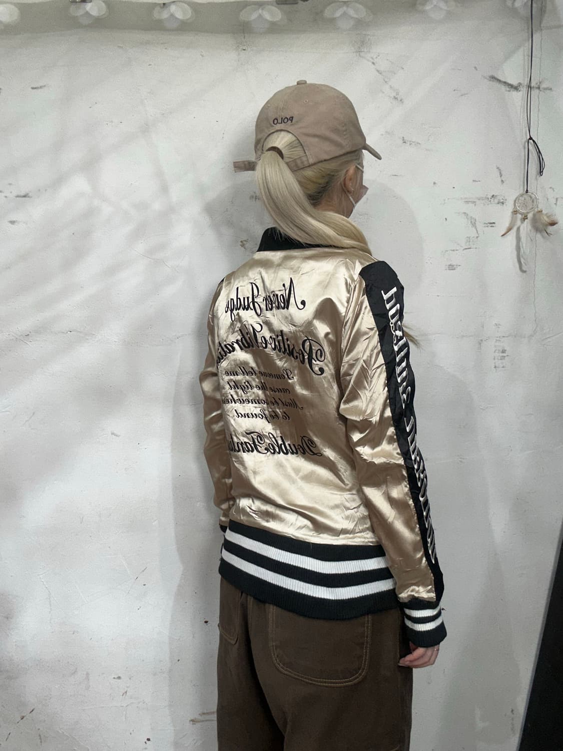 일본 빈티지 y2k 베이지 와투케 해골 스카잔 자켓 상품이미지3