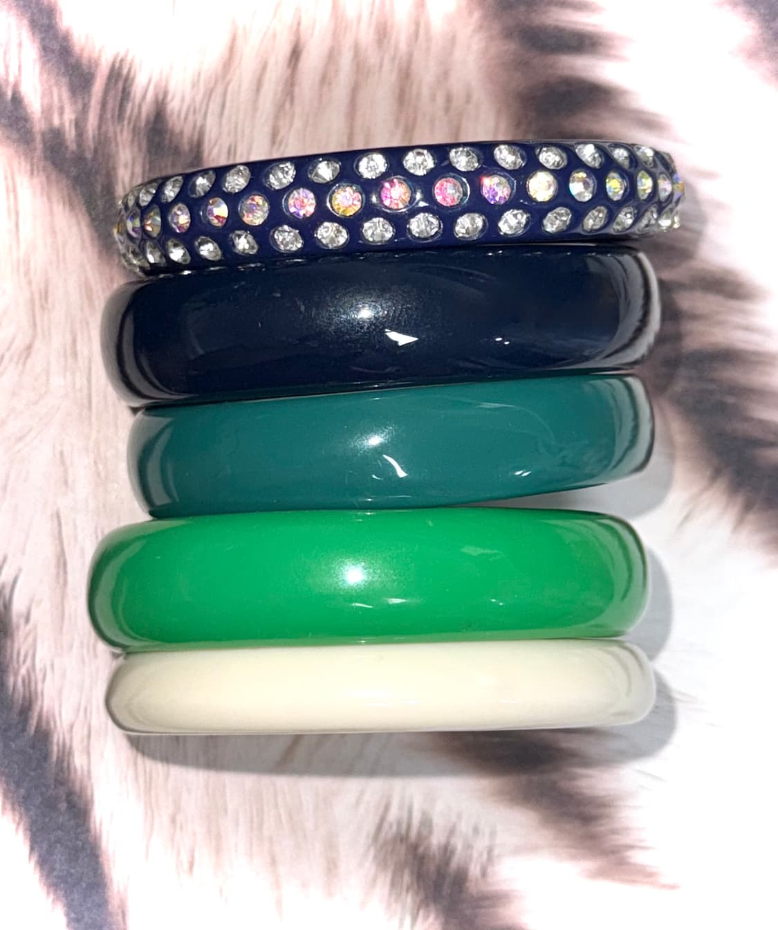 일본 키치 헤이세이 갸루 컬러 큐빅 뱅글 팔찌 세트 상품이미지1