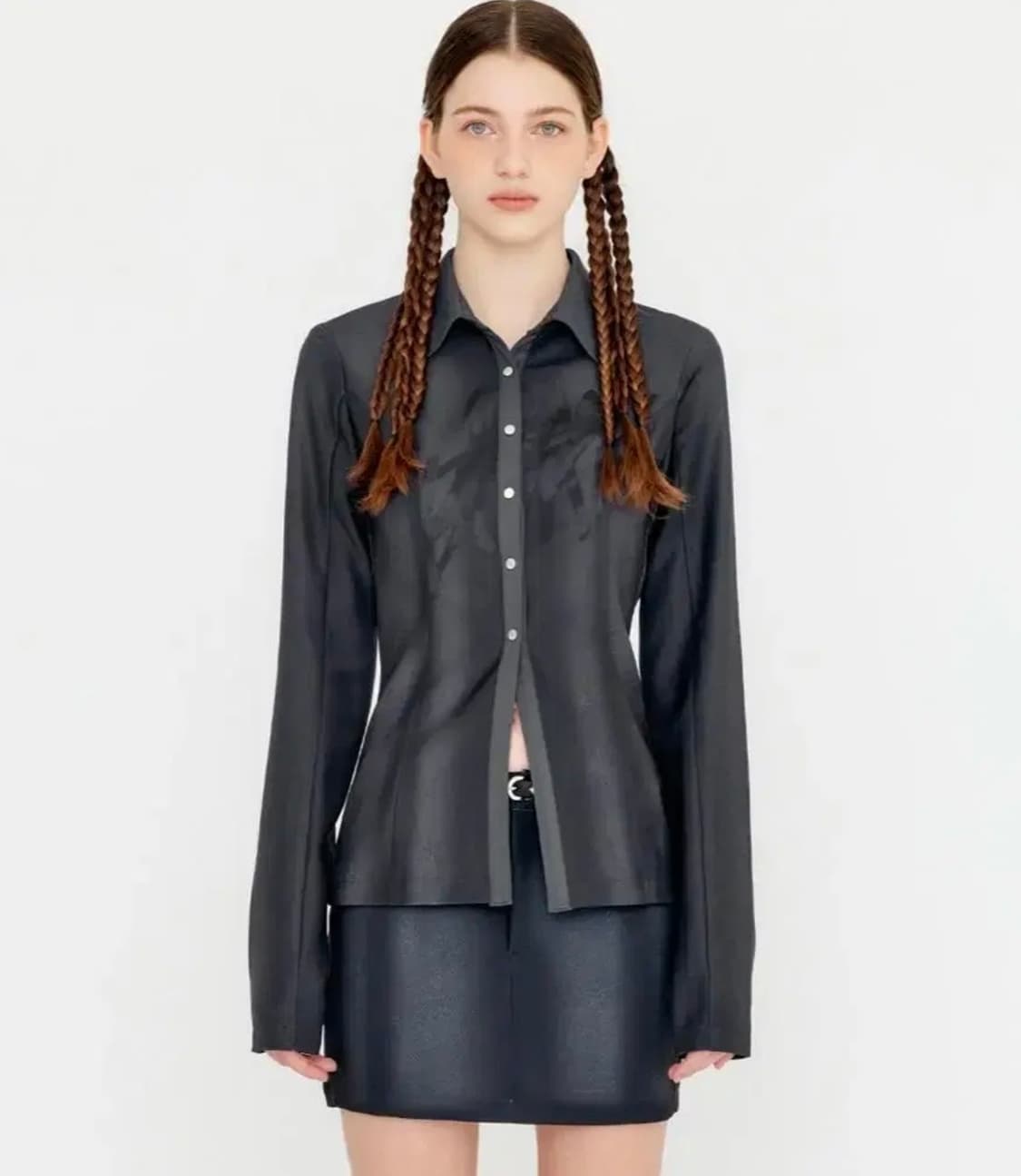 유즈 FULL PRINTED SHIRT TOP - GRAY 상품이미지1