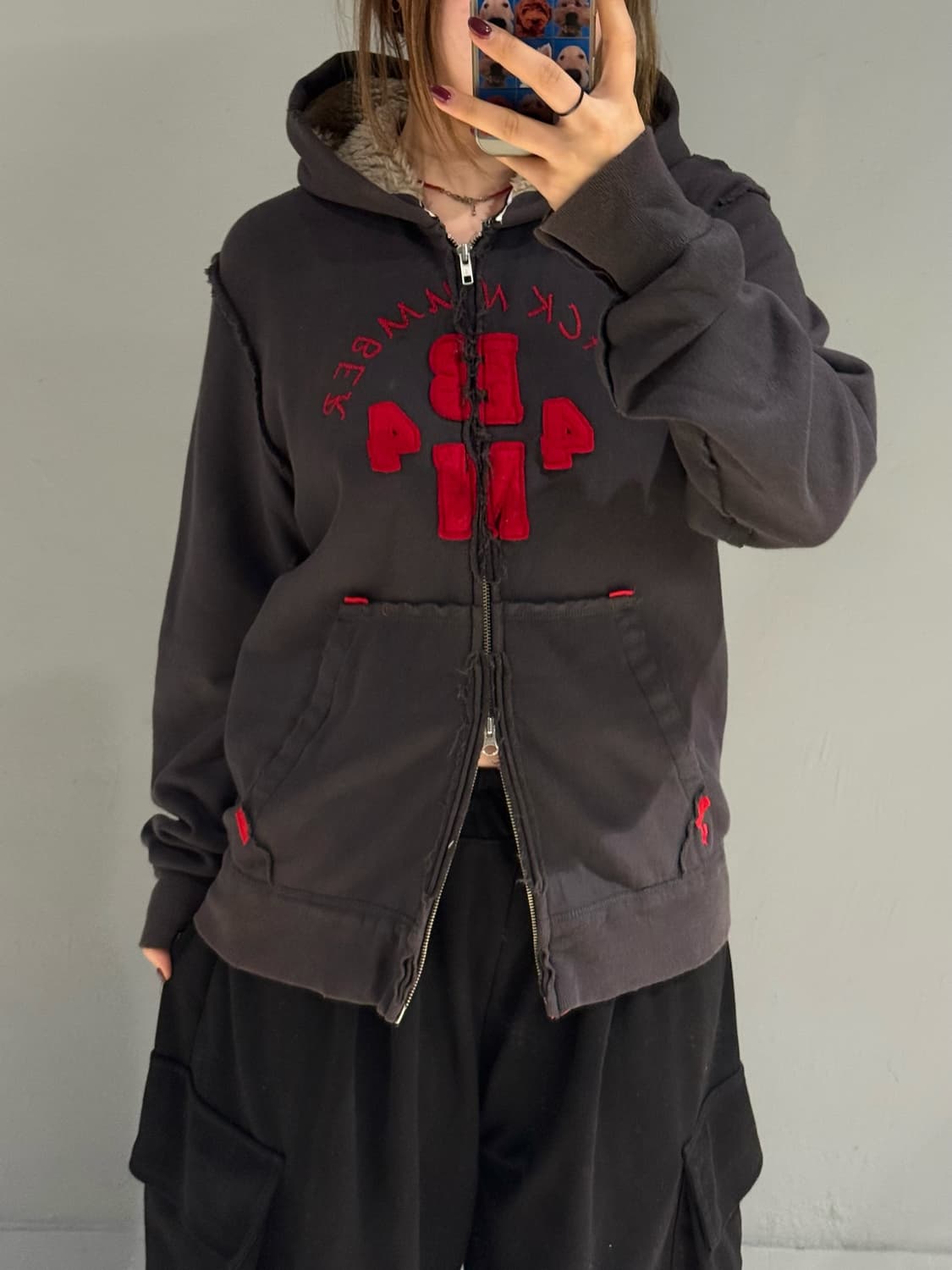back number lettering 2-way hood zip-up 상품이미지5