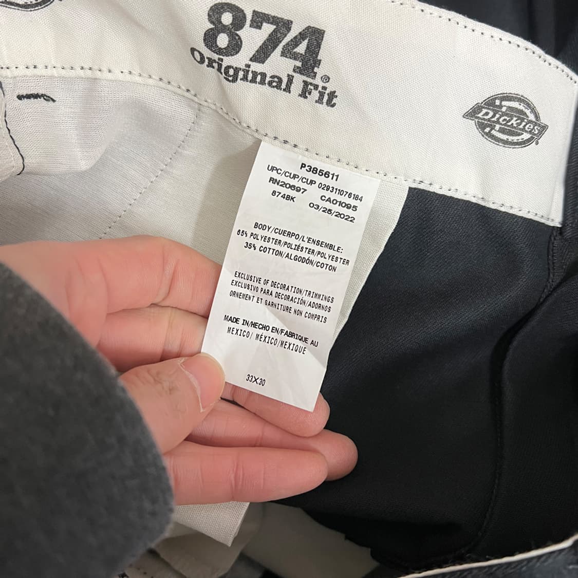 디키즈 874 오리지날핏 블랙 워크 팬츠 면바지 33 상품이미지4