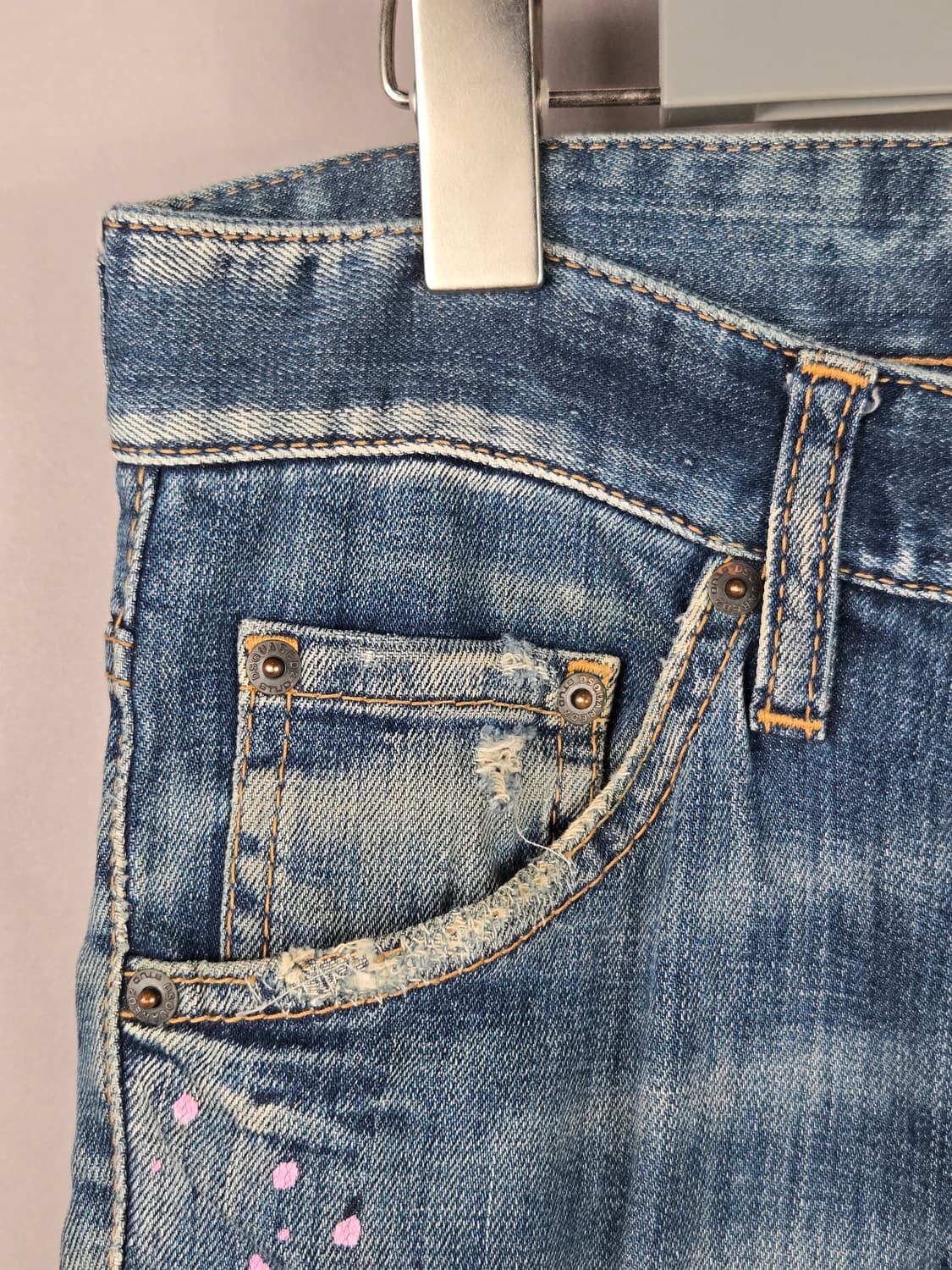 [무료배송]디스퀘어드2 남성 44 핑크 페인팅 메탈로고 쿨가이진 청바지 상품이미지6