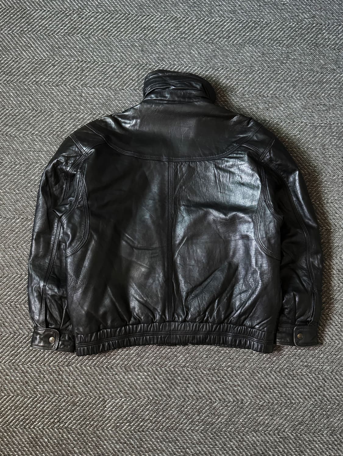 90s 블랙 쉽스킨 레더 모토 봄버 자켓 (105) 상품이미지9
