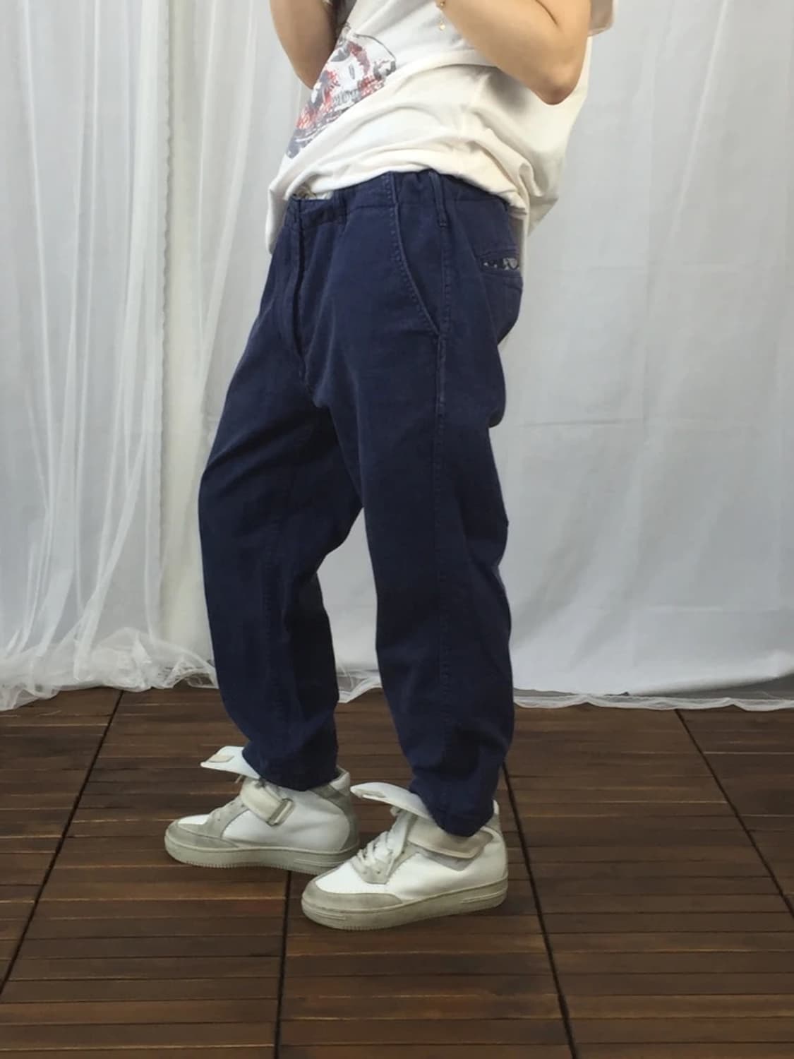 BEAMS Navy Cropped Chino Pants 상품이미지2