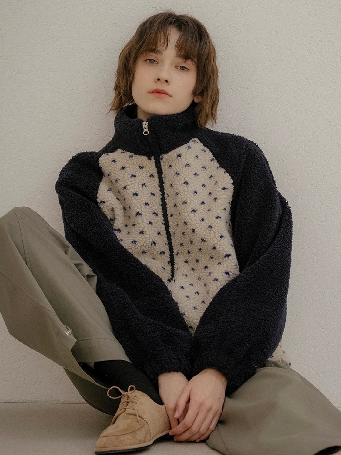 프리버07 후리스 하트 도트 플리스 자켓 새상품 상품이미지2