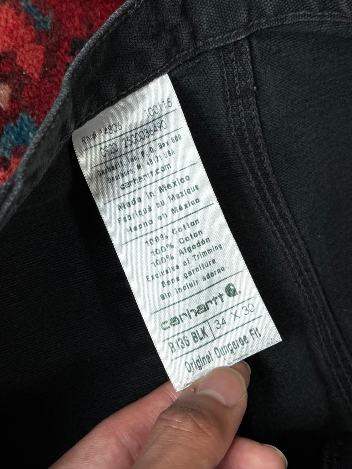 OG 칼하트 B136 더블니 팬츠 칼하트 썩블니 블랙 상품이미지9