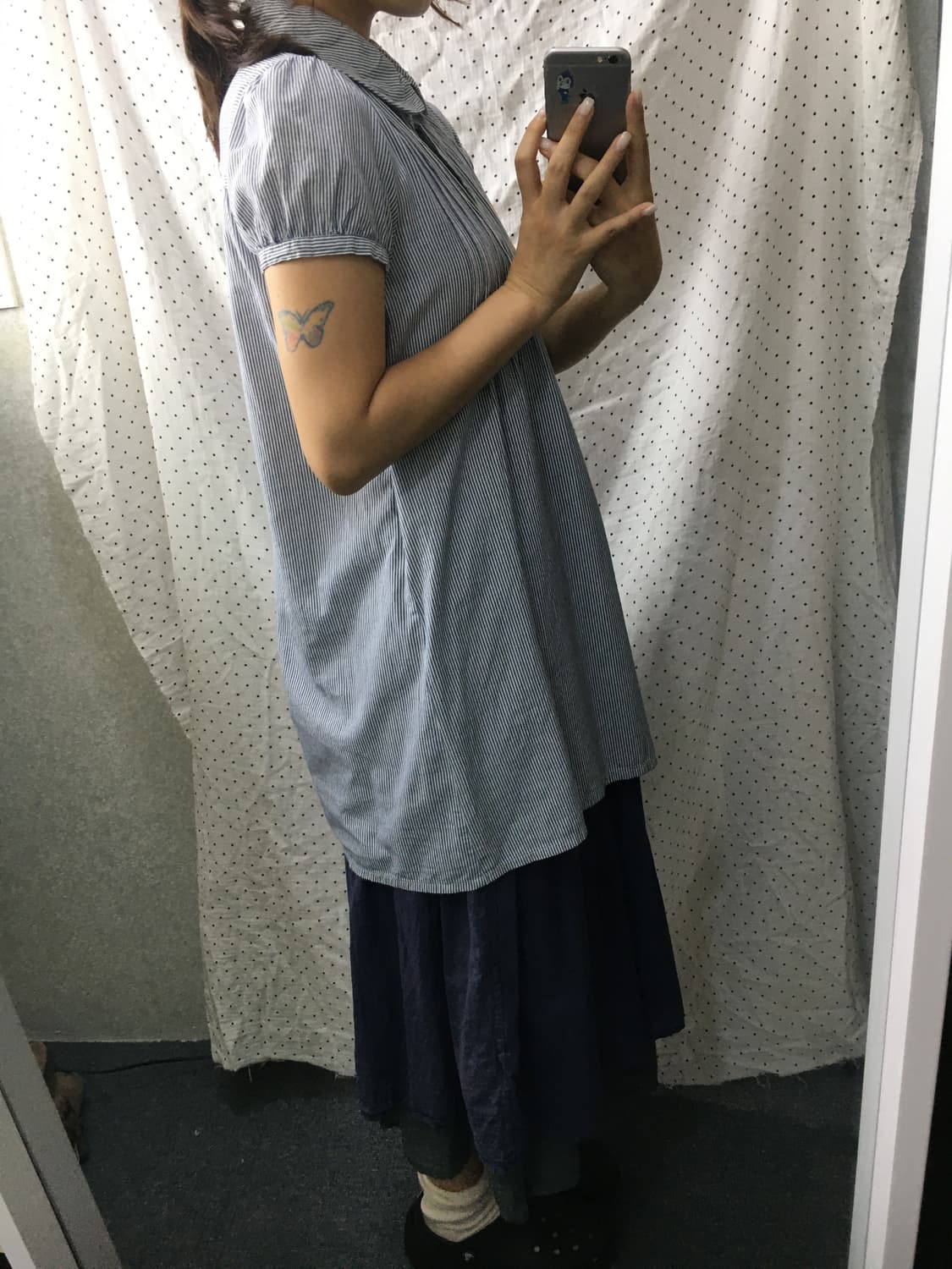 네이비 스트라이프 둥근카라 원피스 상품이미지4