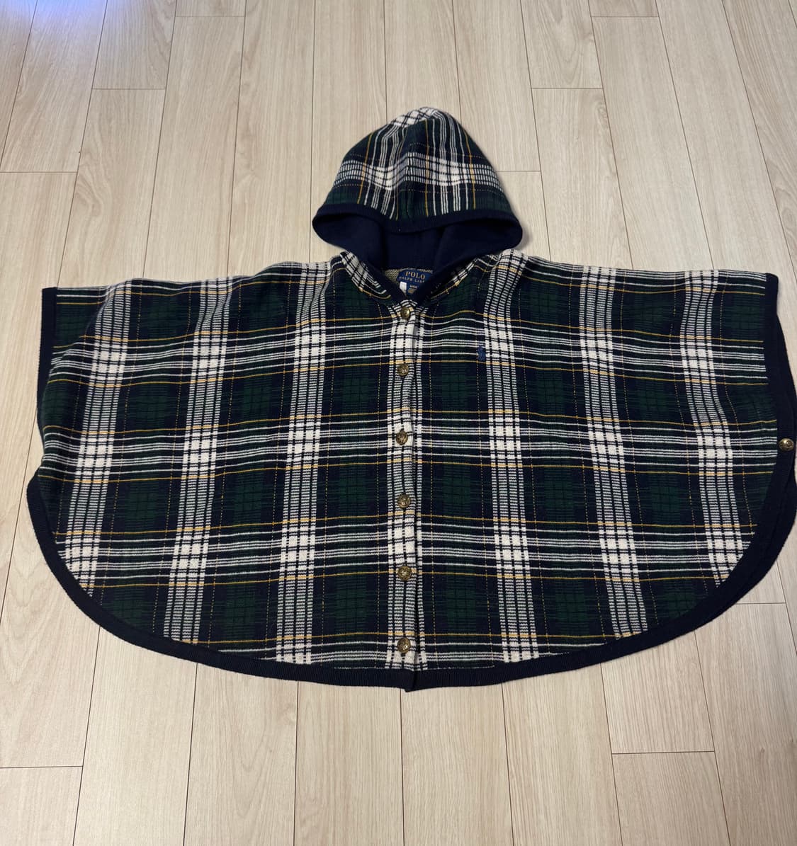 폴로 랄프로렌 키즈 플래드 울 블랜드 후드 판쵸 6세 상품이미지1