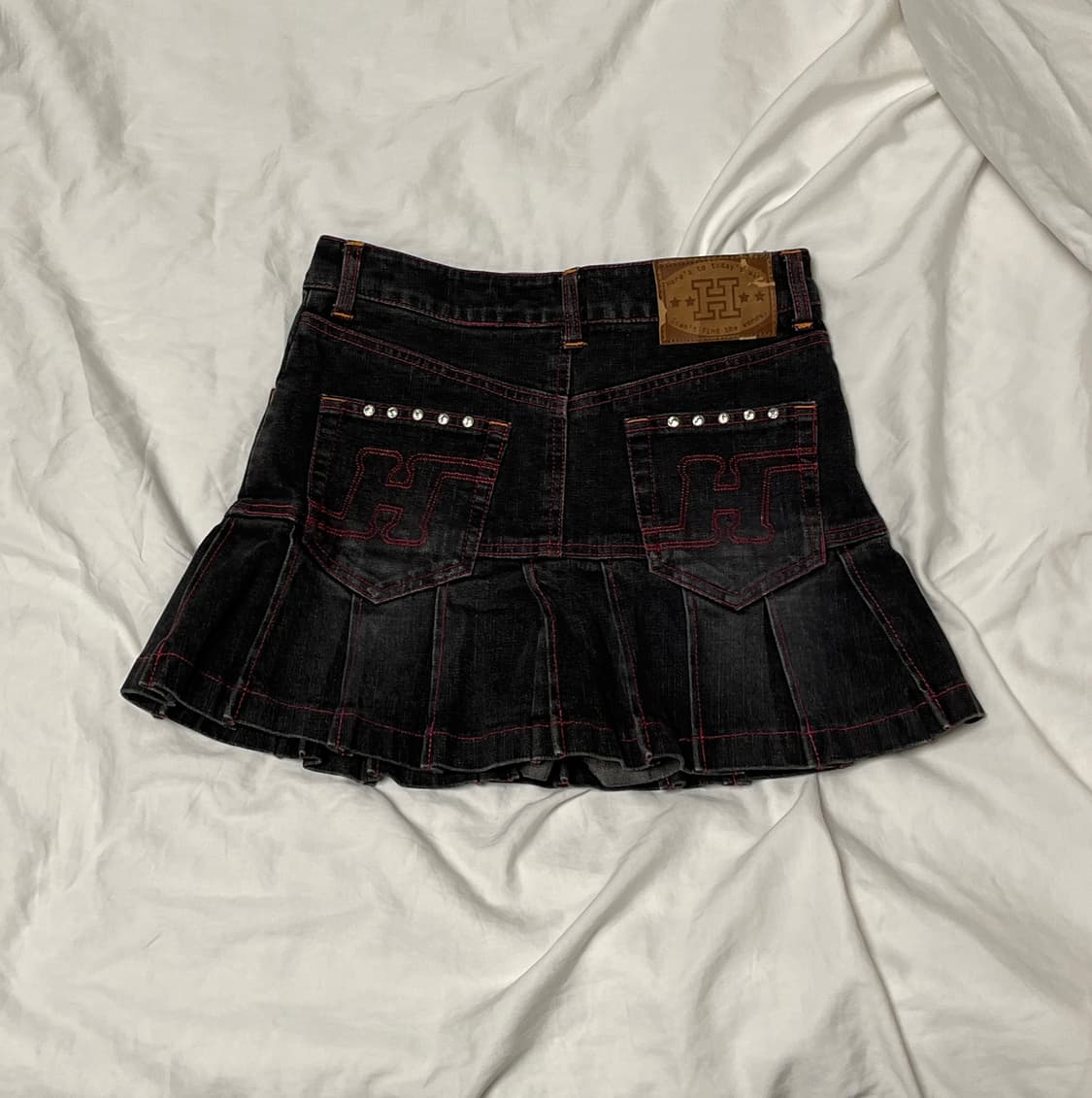 [키치 스쿨룩] 흑청 플리츠 스커트 상품이미지1