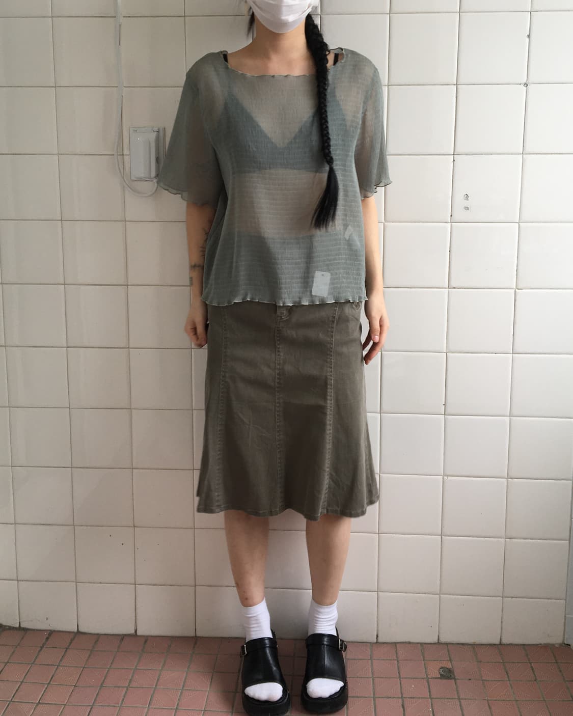 Pleats see through top 상품이미지1