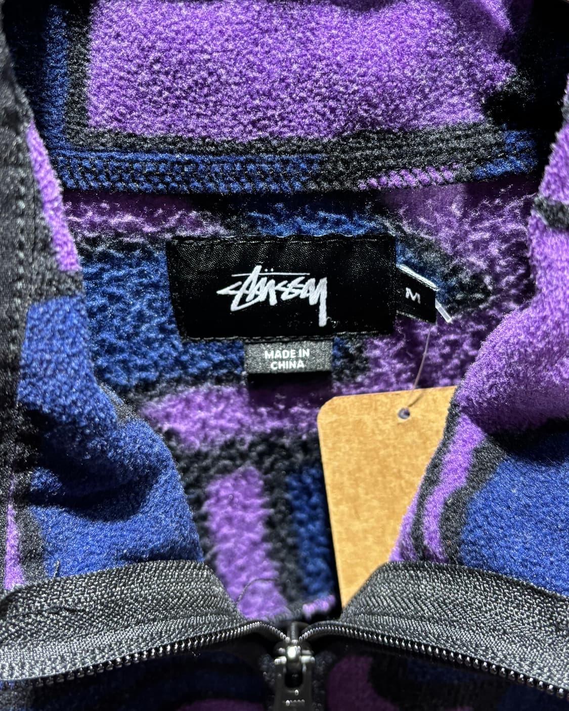M STUSSY 스투시 블록패턴 퍼플블루 플리스 상품이미지5
