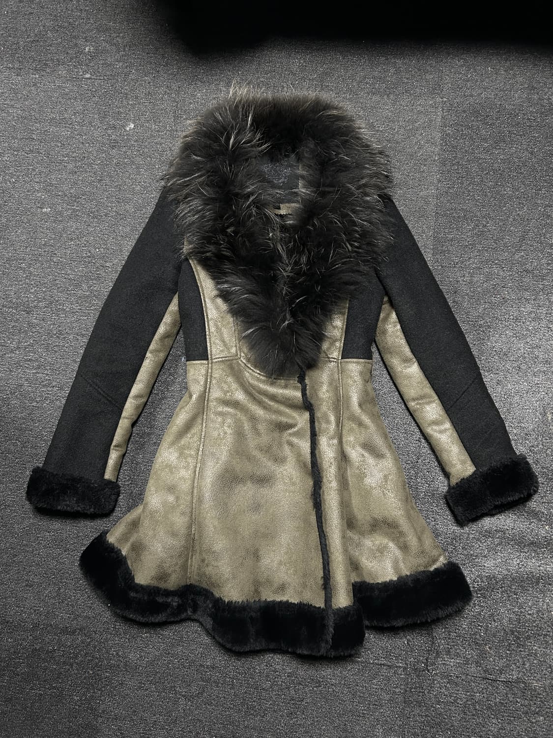 Vintage y2k Punk leather fur coat 상품이미지1