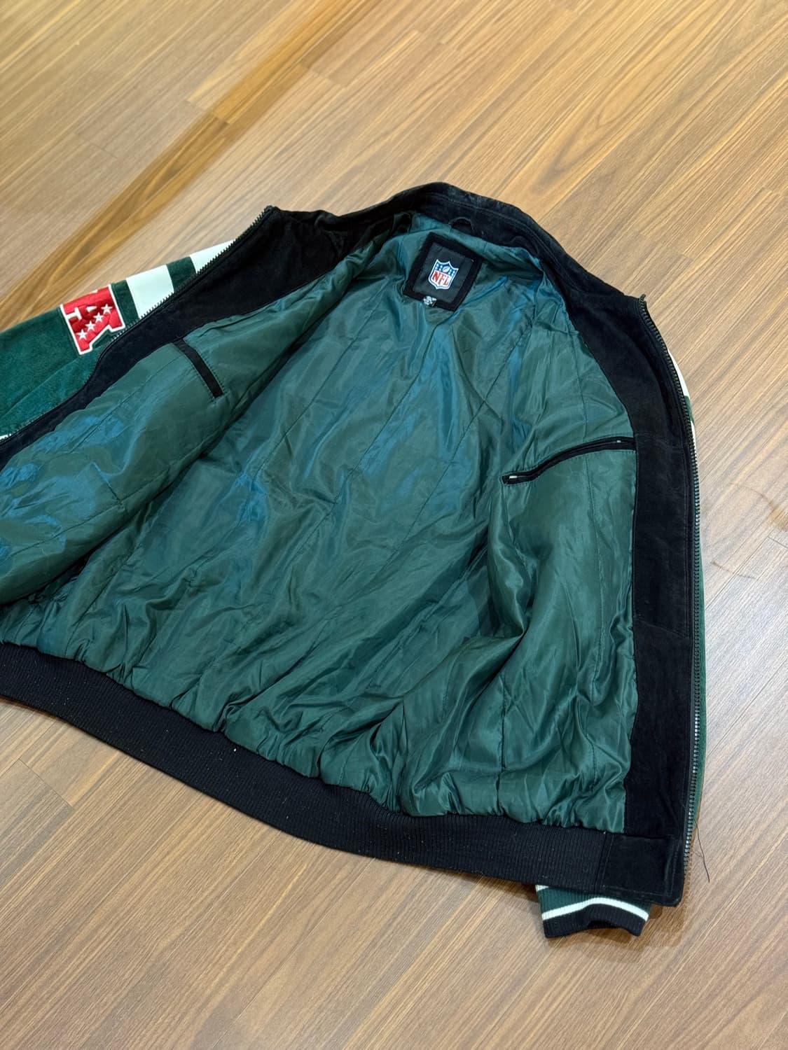 glll어패럴그룹 NFL 올드스쿨 바시티 가죽 래더자켓 뉴욕제츠 상품이미지3