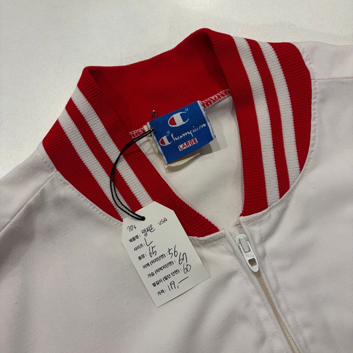 [L] 70s 챔피온 USA MOOSE 자켓 화이트/레드 빈티지 D653 상품이미지5