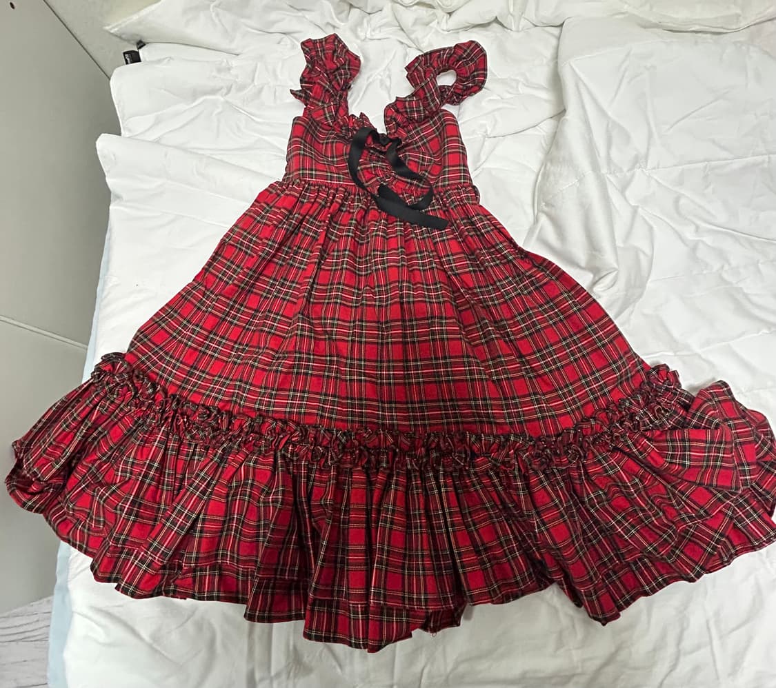 Na+H Red Check Babydoll JSK 상품이미지3