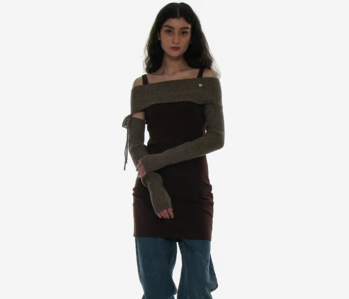 파르티멘토우먼 니트 암 워머 탑 베이지 상품이미지2