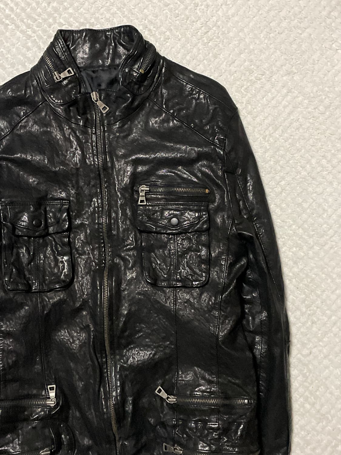 광희시장 웨스턴 무드 2WAY 램스킨 양가죽 절개 포켓 레더 자켓 상품이미지3