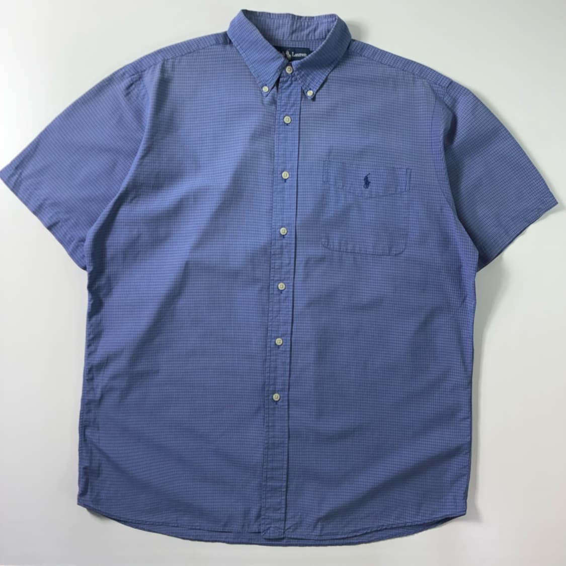 Polo  폴로 랄프로렌 자수 코튼 블루 체크 반팔셔츠  상품이미지1