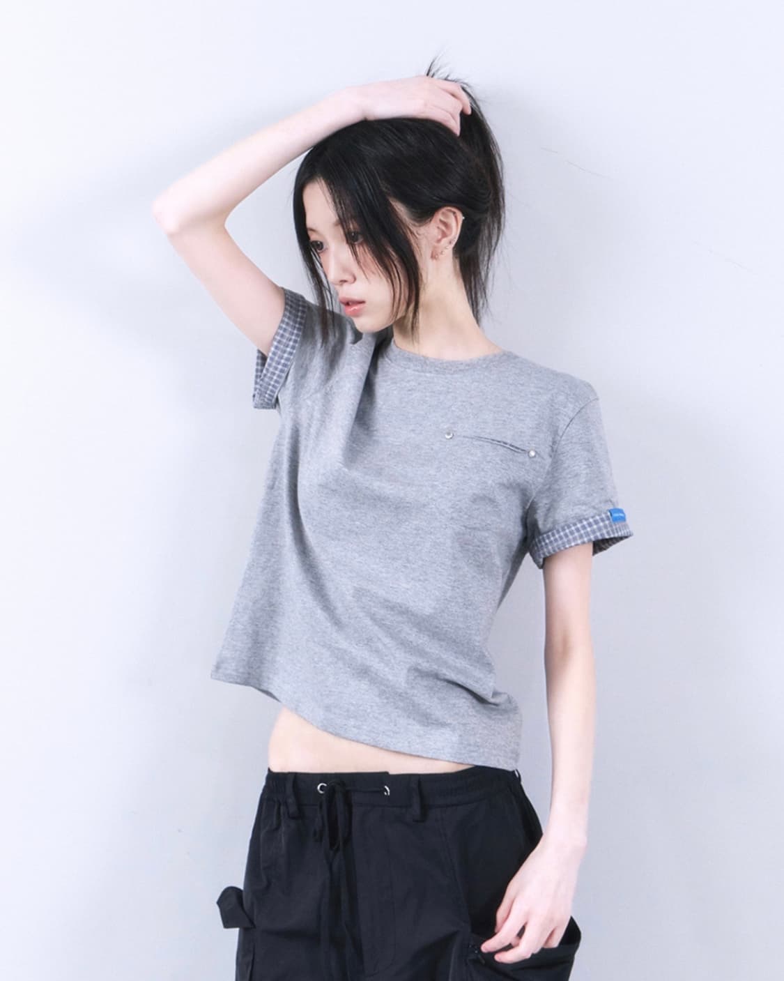 Huey 휴이 Check Rollup Tee Grey 티 00 size 상품이미지3