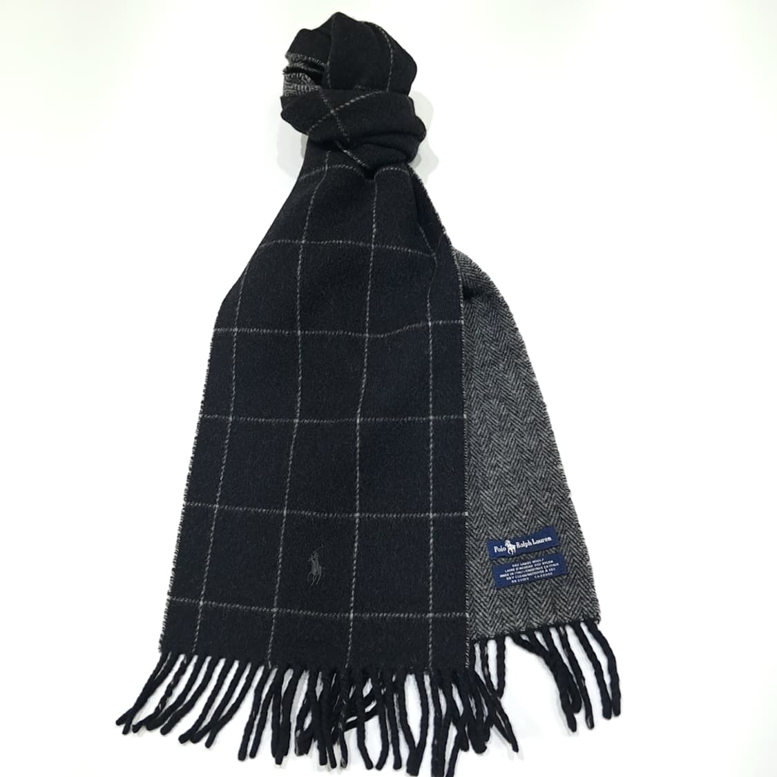 MX562 폴로 00s 이태리판 램스울 양면 윈도우페인 헤링본 머플러 상품이미지2